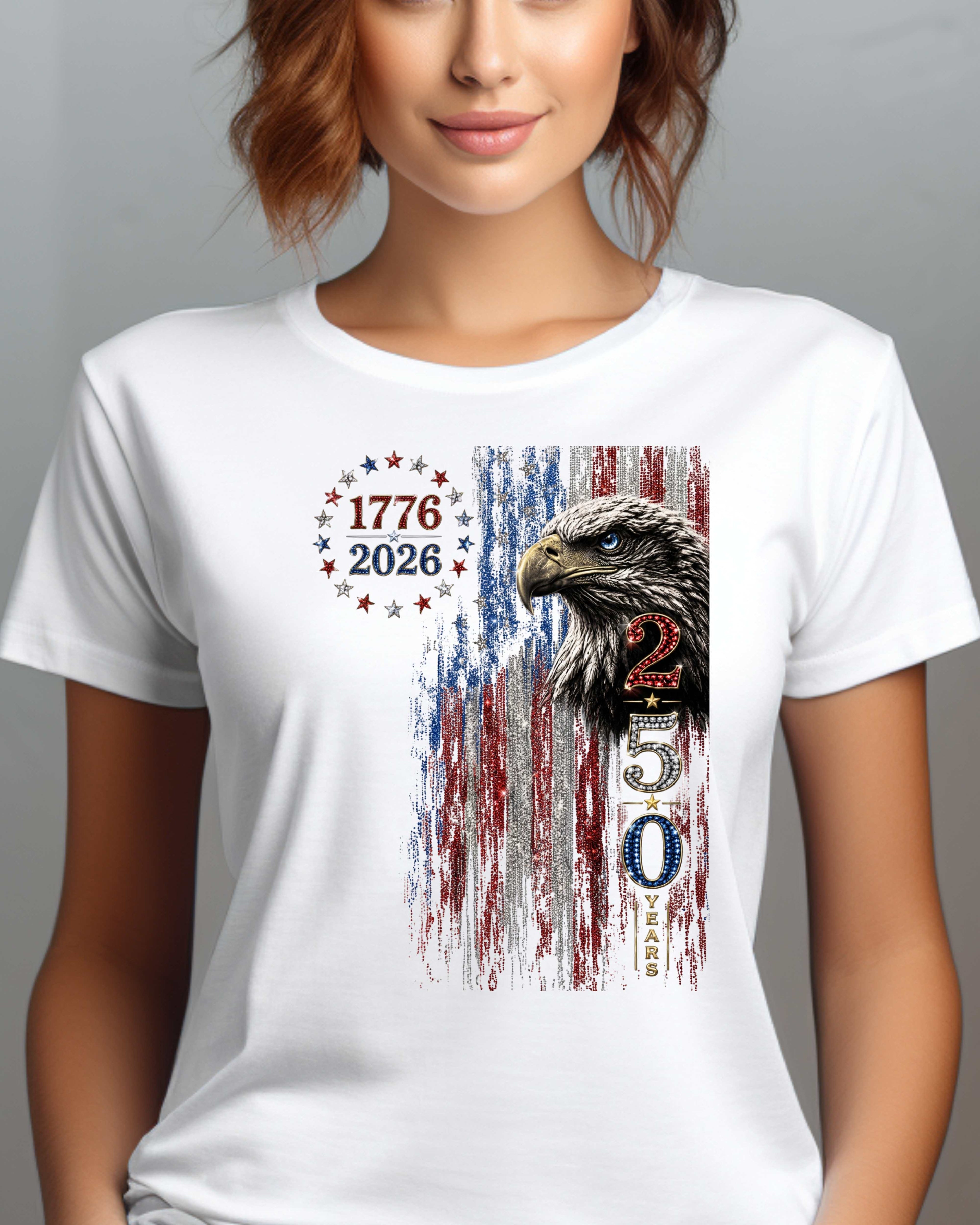 USA 250th Anniversary Patriotic Bald Eagle American Flag T-Shirt