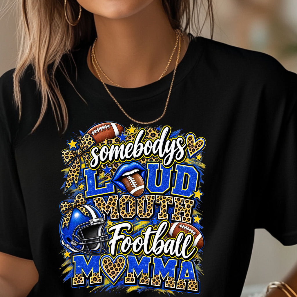 Somebodys loud football momma funny Bella + Canvas T-Shirt