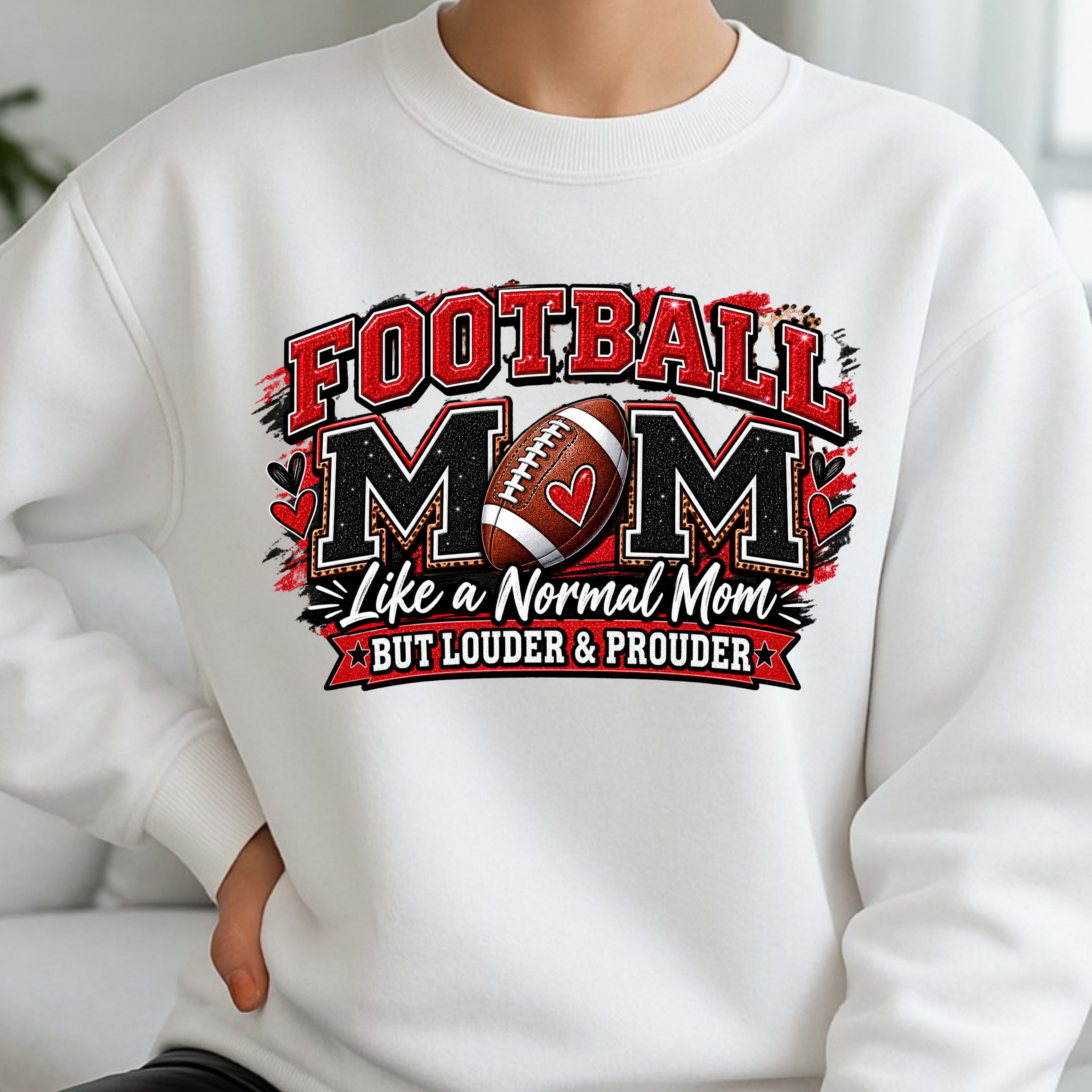 Football mom Louder and Proud Gildan Crewneck  Sweatshirt