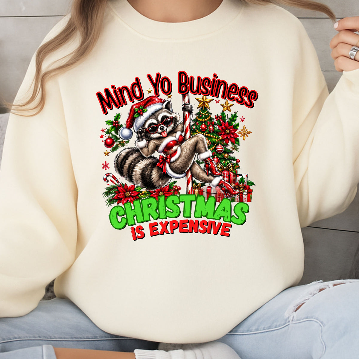 Mind Yo Business Christmas  funny Gildan Crewneck Pullover Sweatshirt
