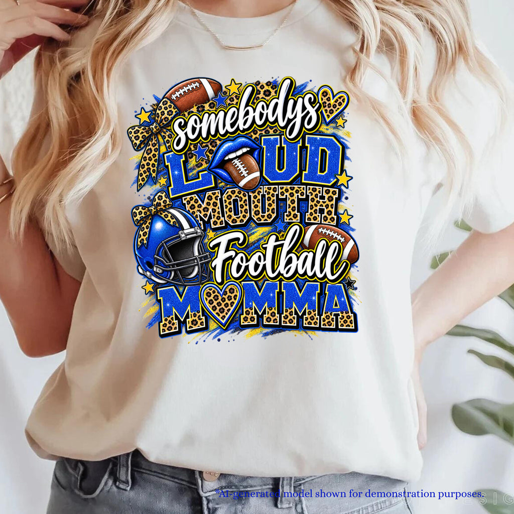 Somebodys loud football momma funny Bella + Canvas T-Shirt